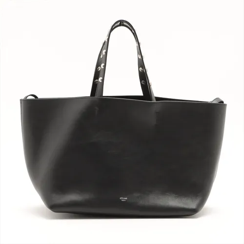 セリーヌ カバファントム レザー×スタッズ トートバッグ ブラック AB