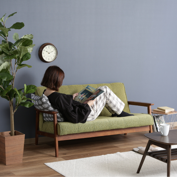 36％OFF】【送料無料】ファブリックソファ 2人掛け グリーン