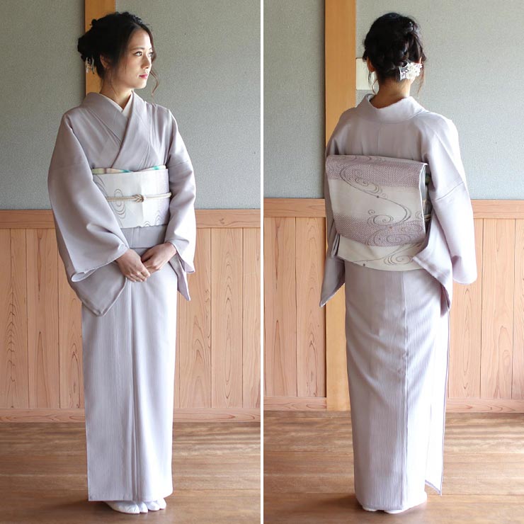 楽天市場】[ 単衣 用 ] 洗える 京袋名古屋帯 流水 (白鼠×薄紅梅) 日本
