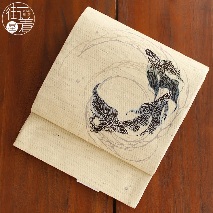 楽天市場】＼WeekendSale開催中!／[夏帯] 夏名古屋帯 渦巻き金魚 (麻