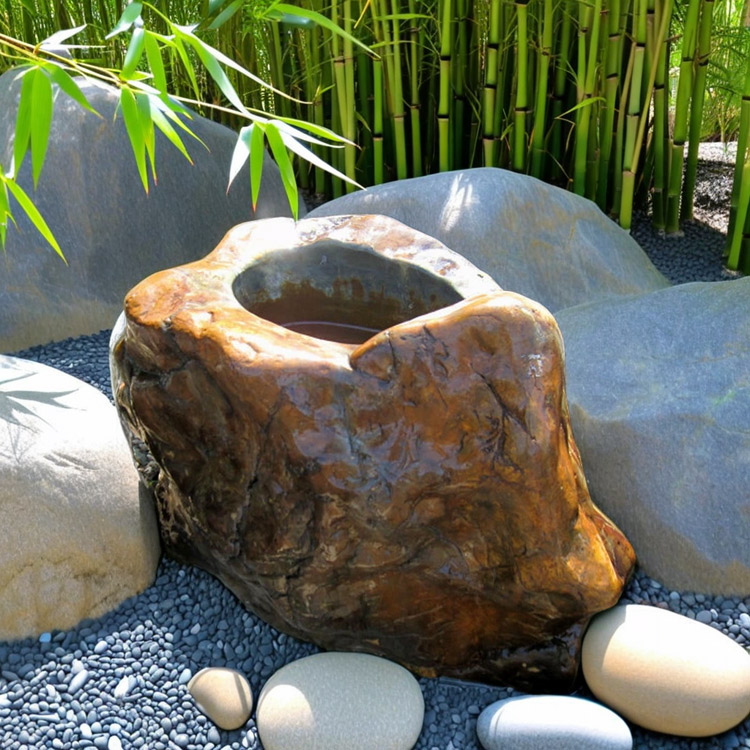 木化石 蹲 059 ツクバイ 手水鉢 水鉢 銘石 珪化木 幅75cm 庭石 景石