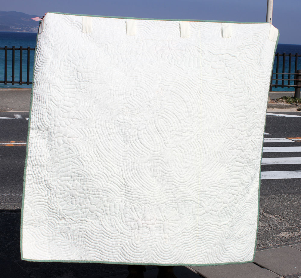 Hawaiian quilt ハワイアンキルトタペストリー ホヌフラワー 152×152cm