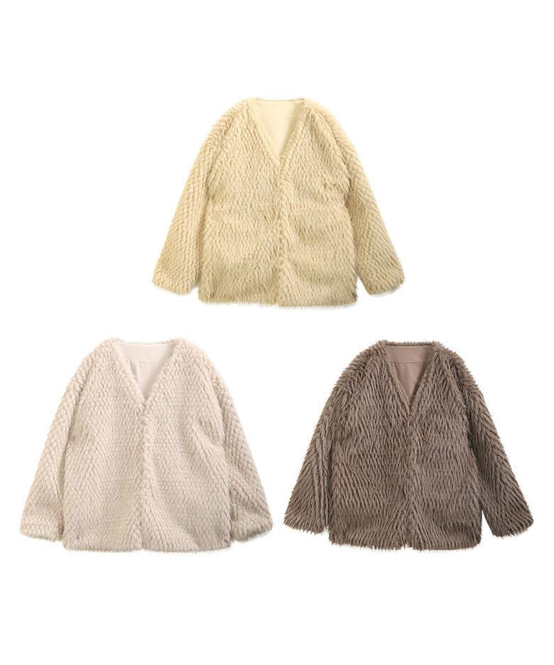 70％OFF【7890円→2367円】□ノーカラーファーコート フェイクファー