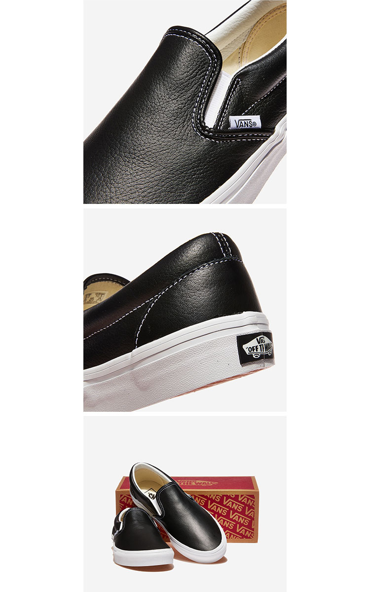 楽天市場】バンズ スリッポン スニーカー レザーブラック VANS