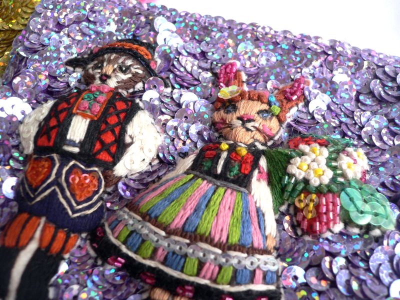 楽天市場】tamao world タマオワールド スパンコール 刺繍 ポーチ