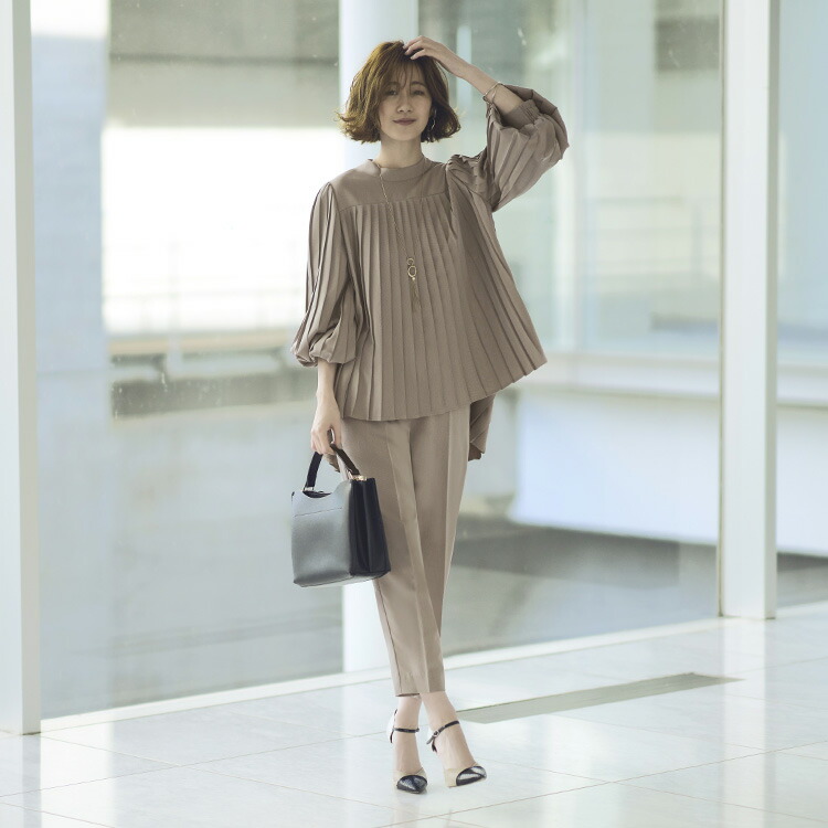 プリーツフレアトップス＆パンツスーツ「SU1078」-RUIRUE BOUTIQUE