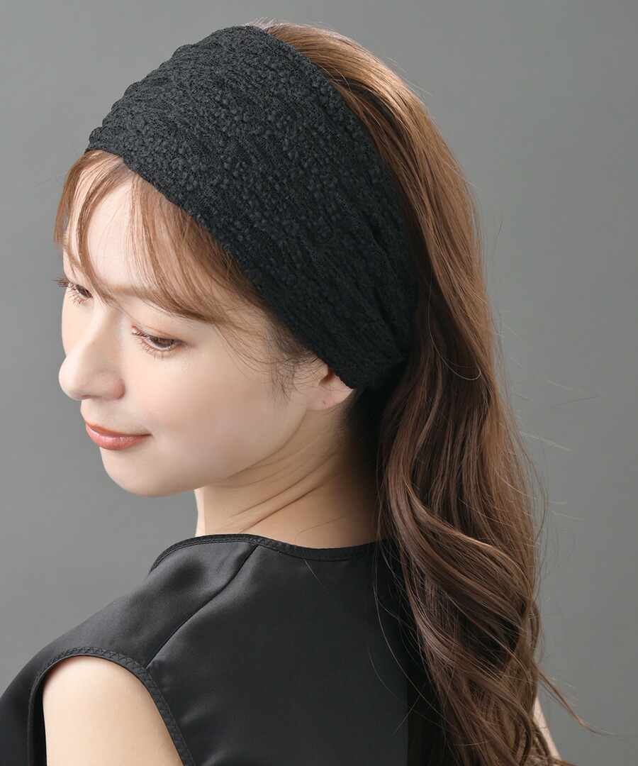 楽天市場】ブラックレース ワイドターバン ヘアバンド まとめ髪 上品