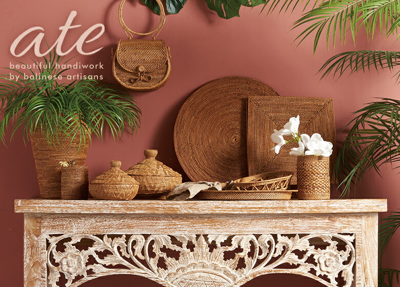 天然素材 バリ島アタ製品　バスケット　カゴ　ランチョンマット他　全25点セット 楽天市場】アタで編まれた長方形のトレイバスケット 小物入れ 収納