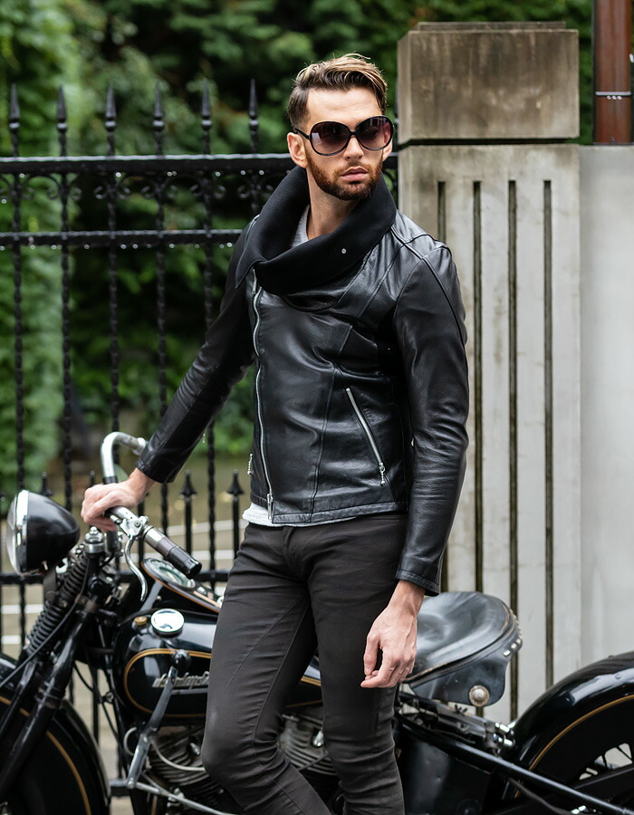 AVIATOR(アビエーター)ゴートレザー ドレープ ライダースジャケット