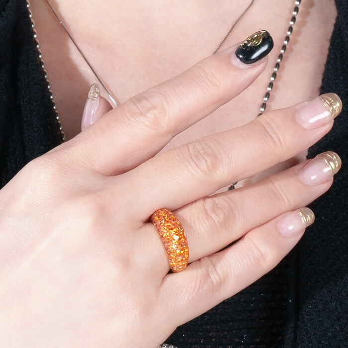 楽天市場】K18 18金 オレンジサファイア リング ミステリー