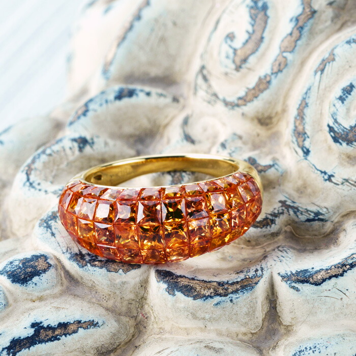 楽天市場】K18 18金 オレンジサファイア リング ミステリー