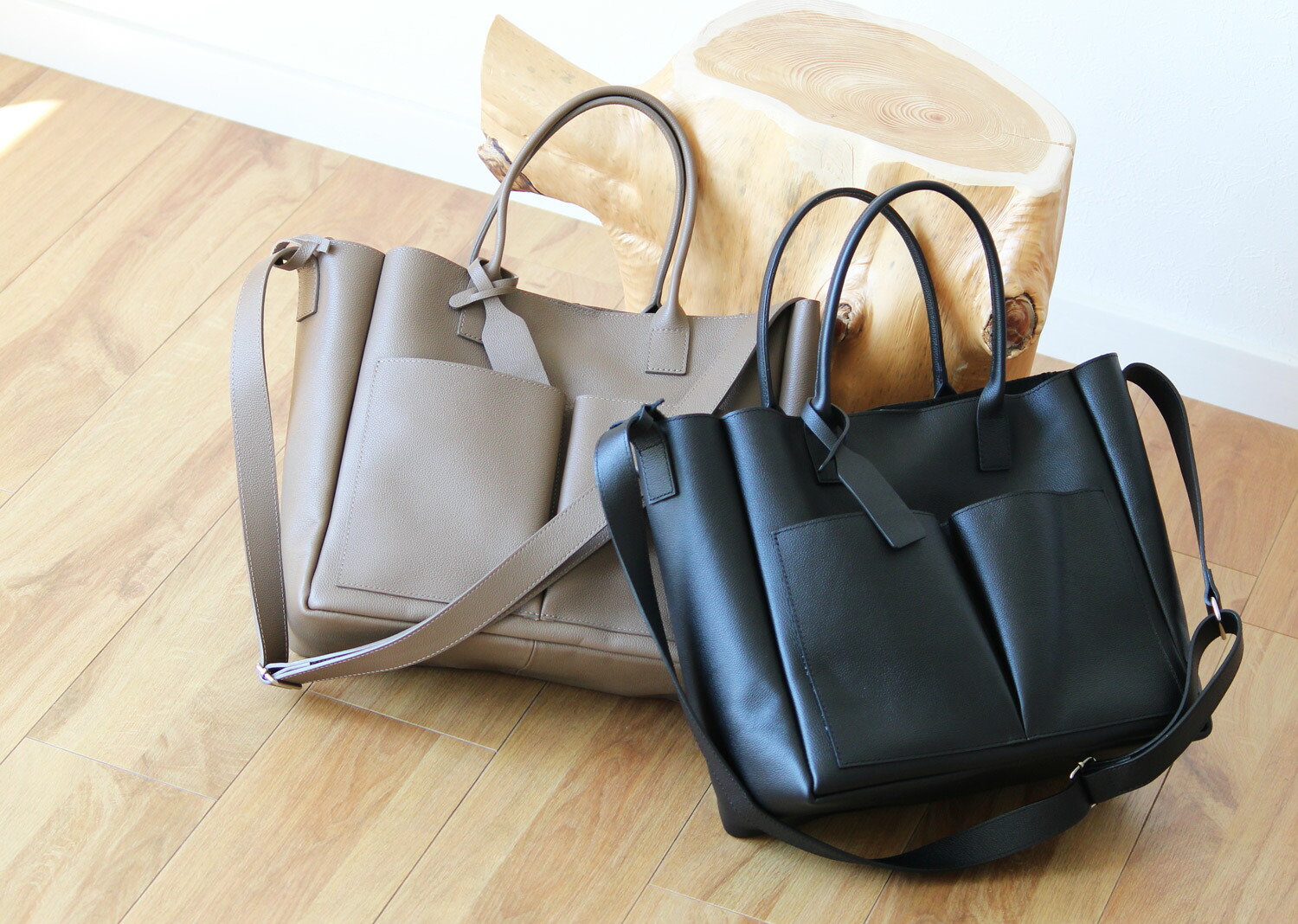 はっ水加工レザーダブルポケット2wayバッグ【bizen(ビゼン)公式