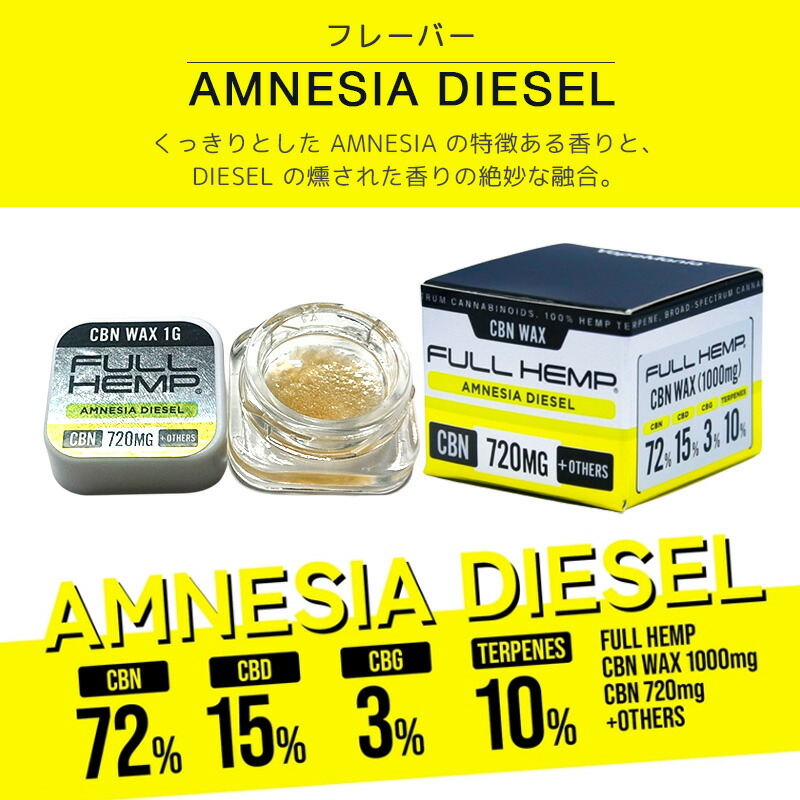 楽天市場】CBD ワックス CBN CBG 高濃度 FULL HEMP WAX 1g CBN72%720mg