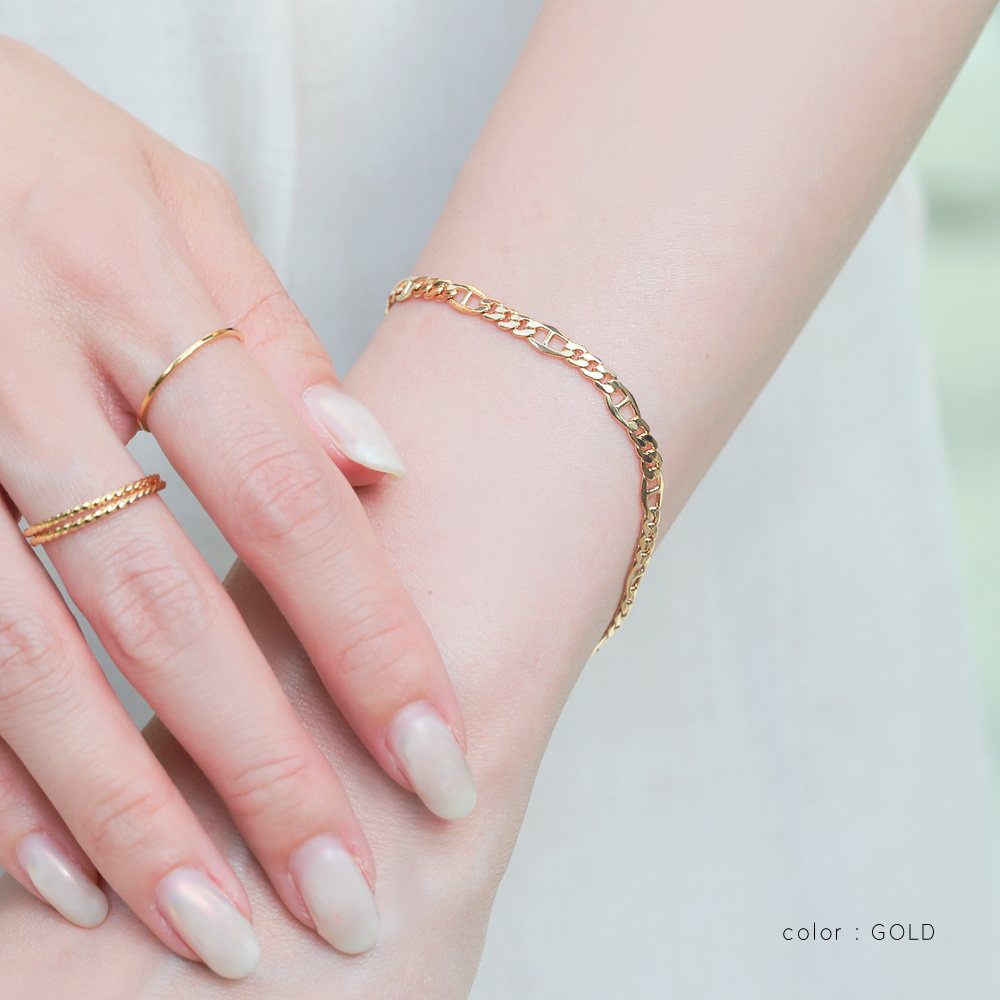 ゆうパケット】ブレスレット 金属アレルギー ニッケルフリー 18k