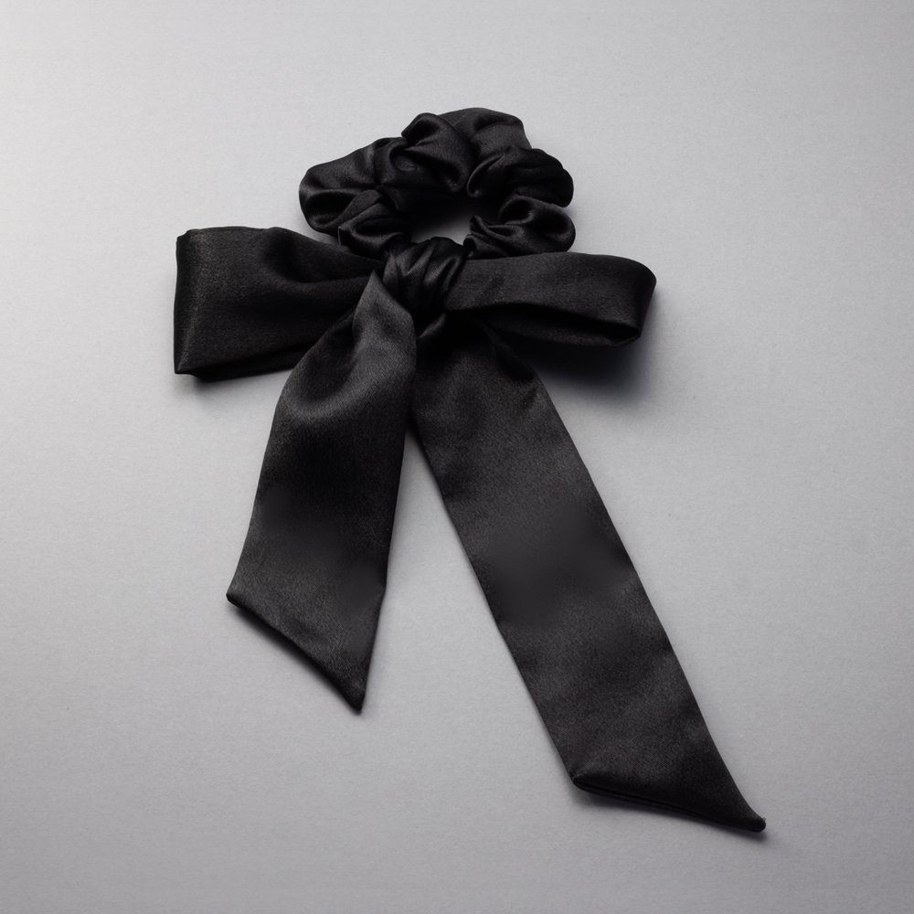 ゆうパケット】 シュシュ ヘアゴム リボン サテン 大きめ ロングリボン