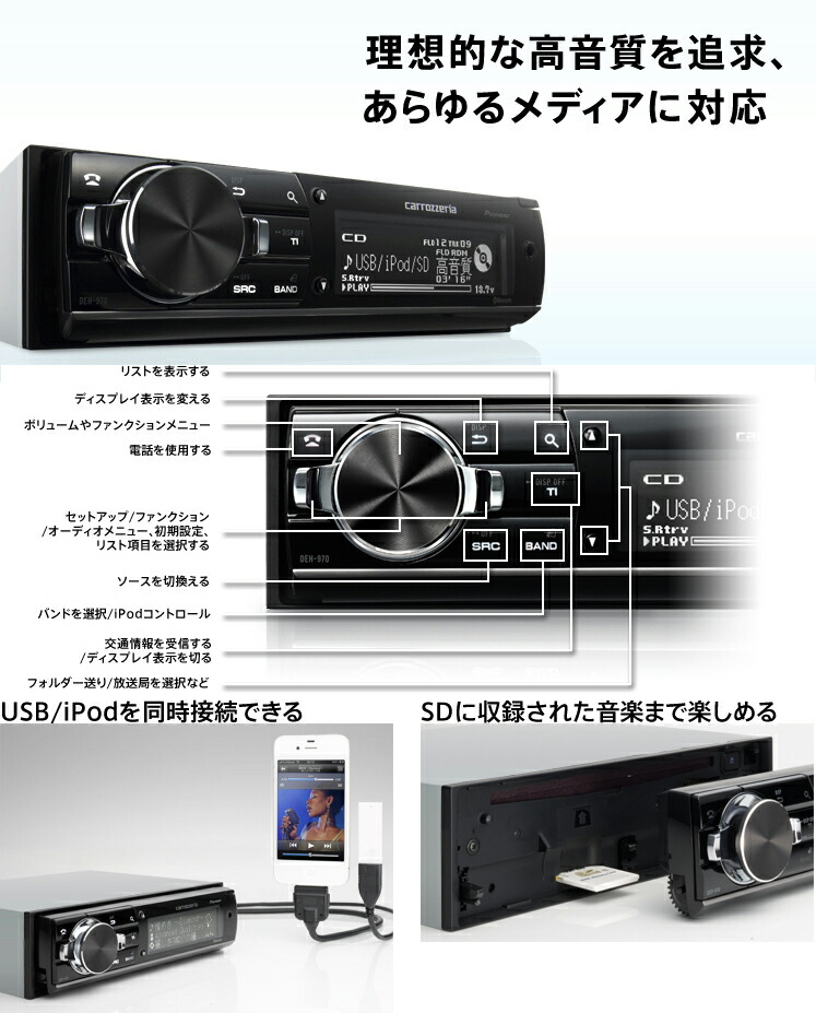 楽天市場】カロッツェリア DEH-970 3wayデジタルネットワーク/ USB