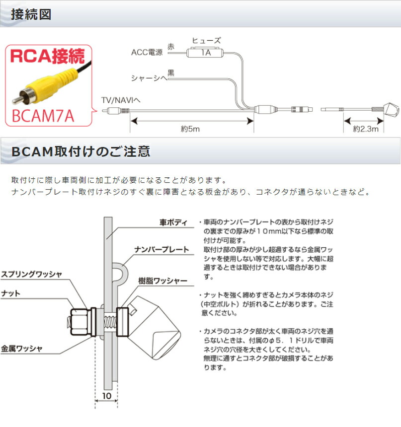 楽天市場】ビートソニック BCAM7AW ナンバープレート取付超小型バック