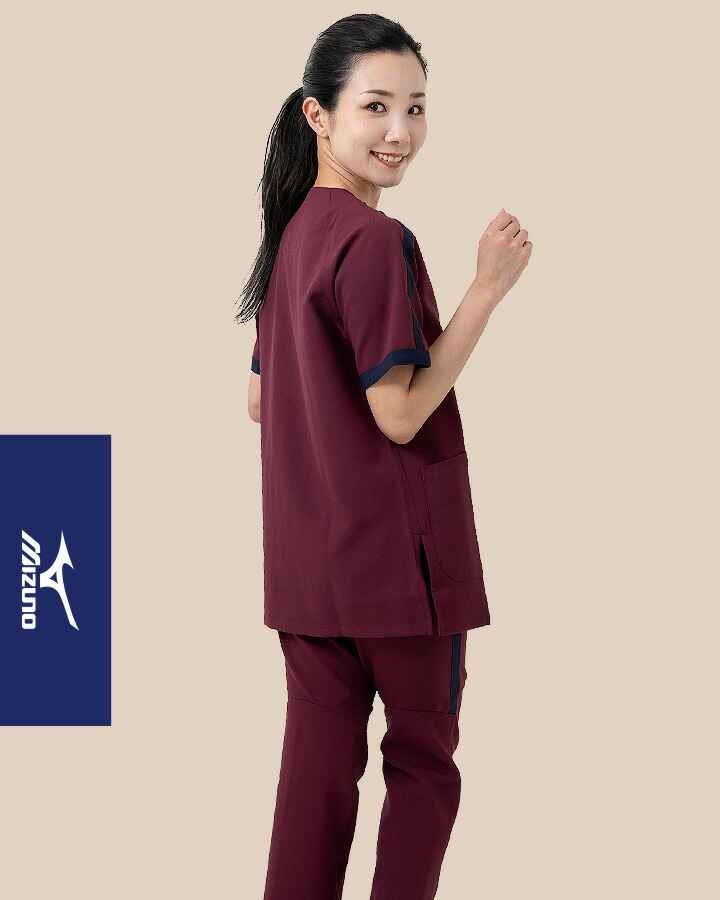 ミズノ スクラブ 医療用 白衣 看護師 ストレッチ 制電 消臭 パイピング