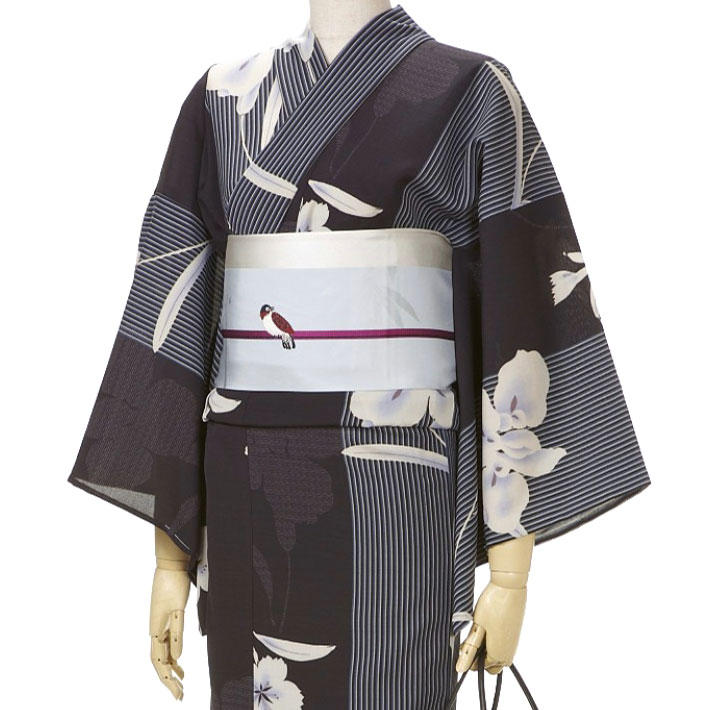 楽天市場】撫松庵 あやめ縞 黒 黒地 セオアルファ 単衣 夏着物 浴衣