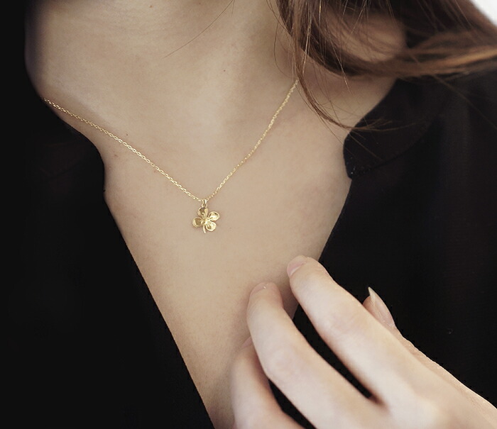 楽天市場】k18 ゴールド ネックレス 四葉のクローバー 18金 お守り