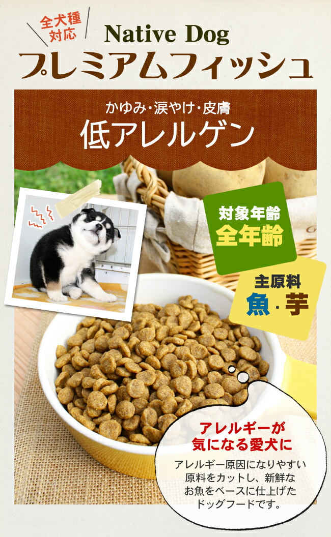 ネイティブドッグ プレミアムフィッシュ 低アレルゲン 3kg 送料無料