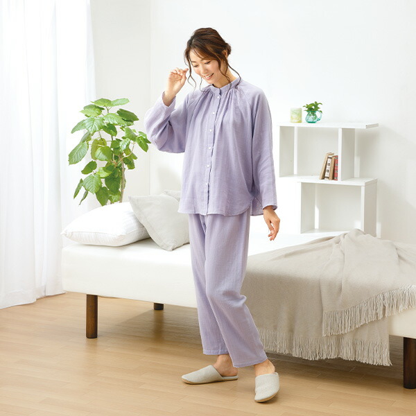 楽天市場】パジャマ レディーズ 綿100％ ダブルガーゼ うるふわ