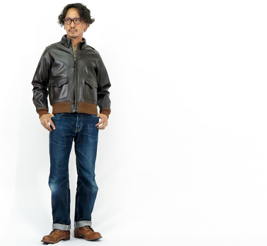 エアロレザー 36 ホースハイド 希少 AERO LEATHERS エアロレザー 36 襟