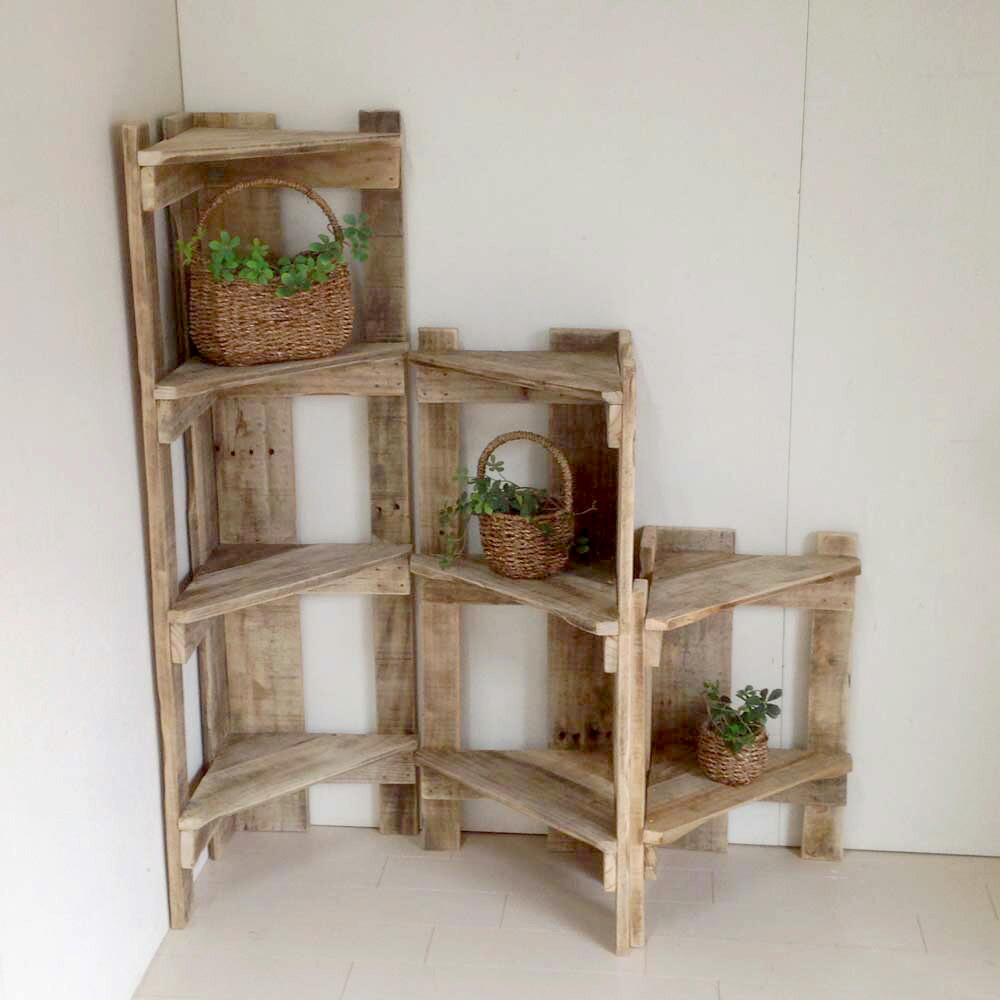 楽天市場】cafemoku コーナーシェルフ 3段 コーナーラック 木製 棚