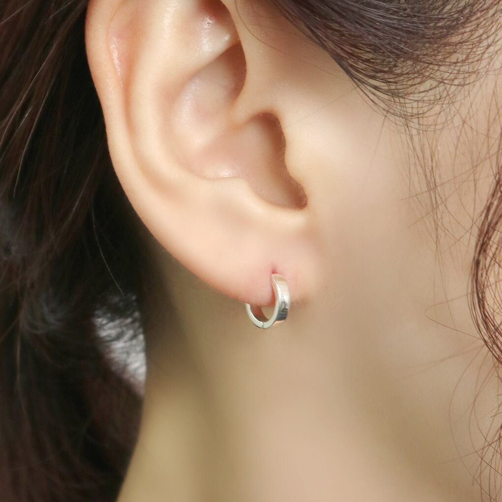 プレーン 平打ち フープピアス ピアス 1P 片耳用 シルバー 925