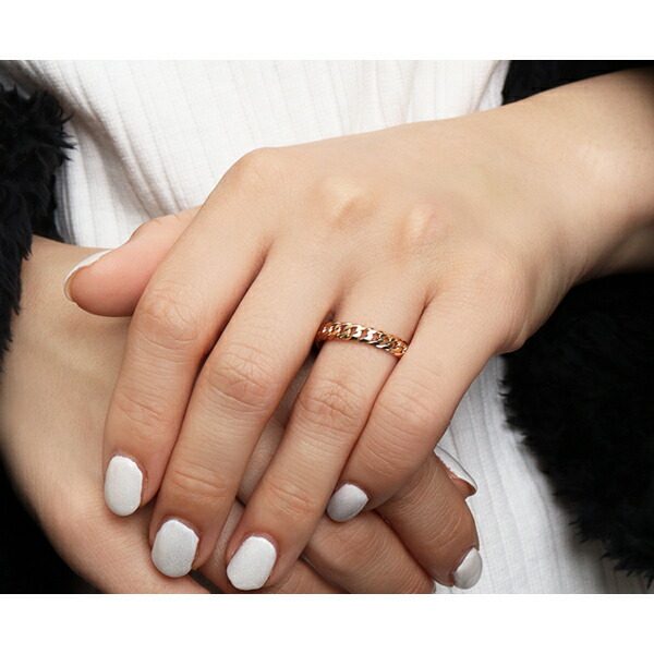 チェーンデザイン K18 イエローゴールドリング 5号～21号 指輪 リング