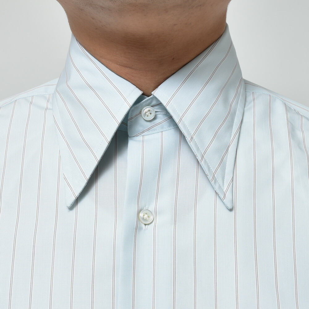 HUSBANDS（ハズバンズ）コットンポプリンストライプワイドカラーシャツ