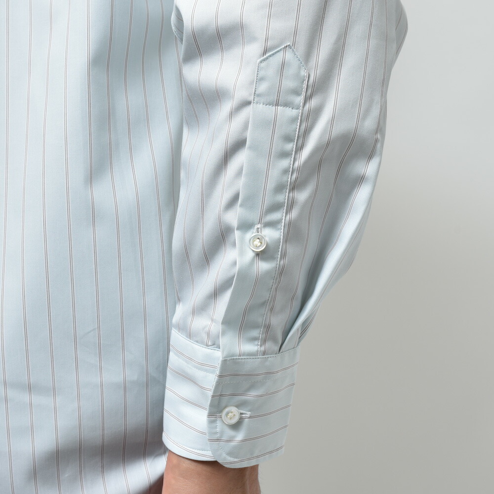 HUSBANDS（ハズバンズ）コットンポプリンストライプワイドカラーシャツ