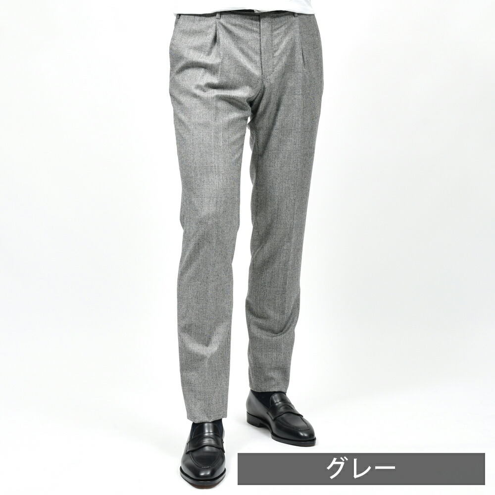 INCOTEX（インコテックス）ウールフランネルチェックパンツ