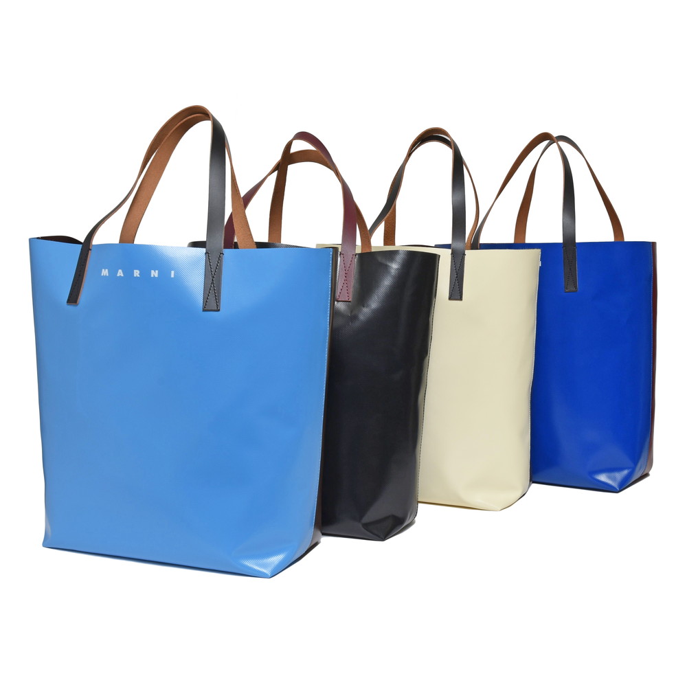 MARNI（マルニ）ポリエステル×レザーバイカラーロゴトートバッグ