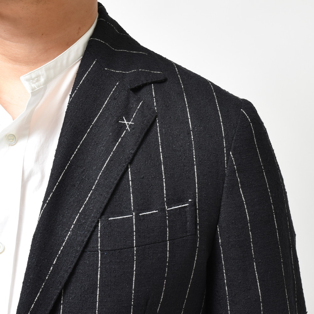 De Petrillo（デ ペトリロ）ウールシルクリネンピンストライプ2B