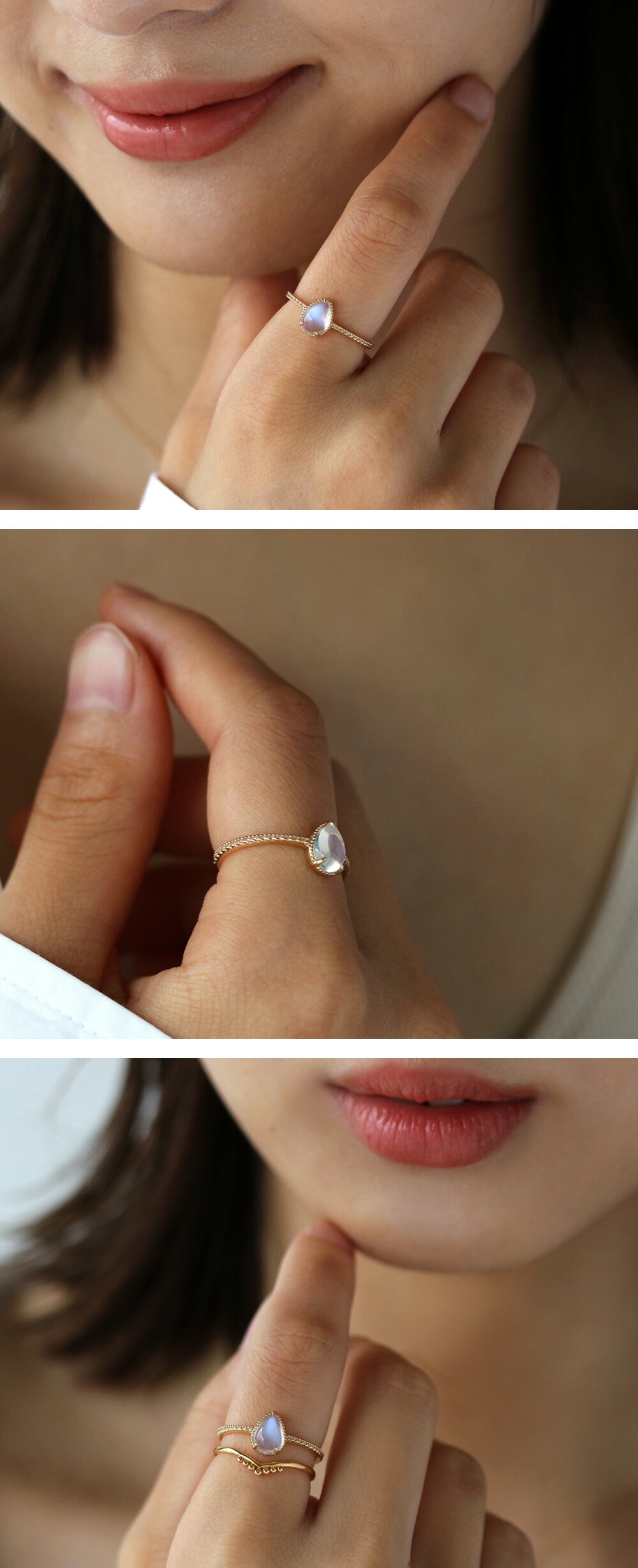 楽天市場】【数量限定】K18 K10 ブルームーンストーン リング 7号-13号