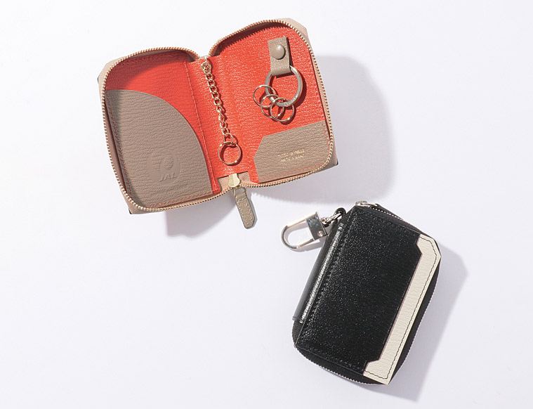 JALオリジナル] イタリア製 スマートWキーケース 鍵 カード入れ やぎ革