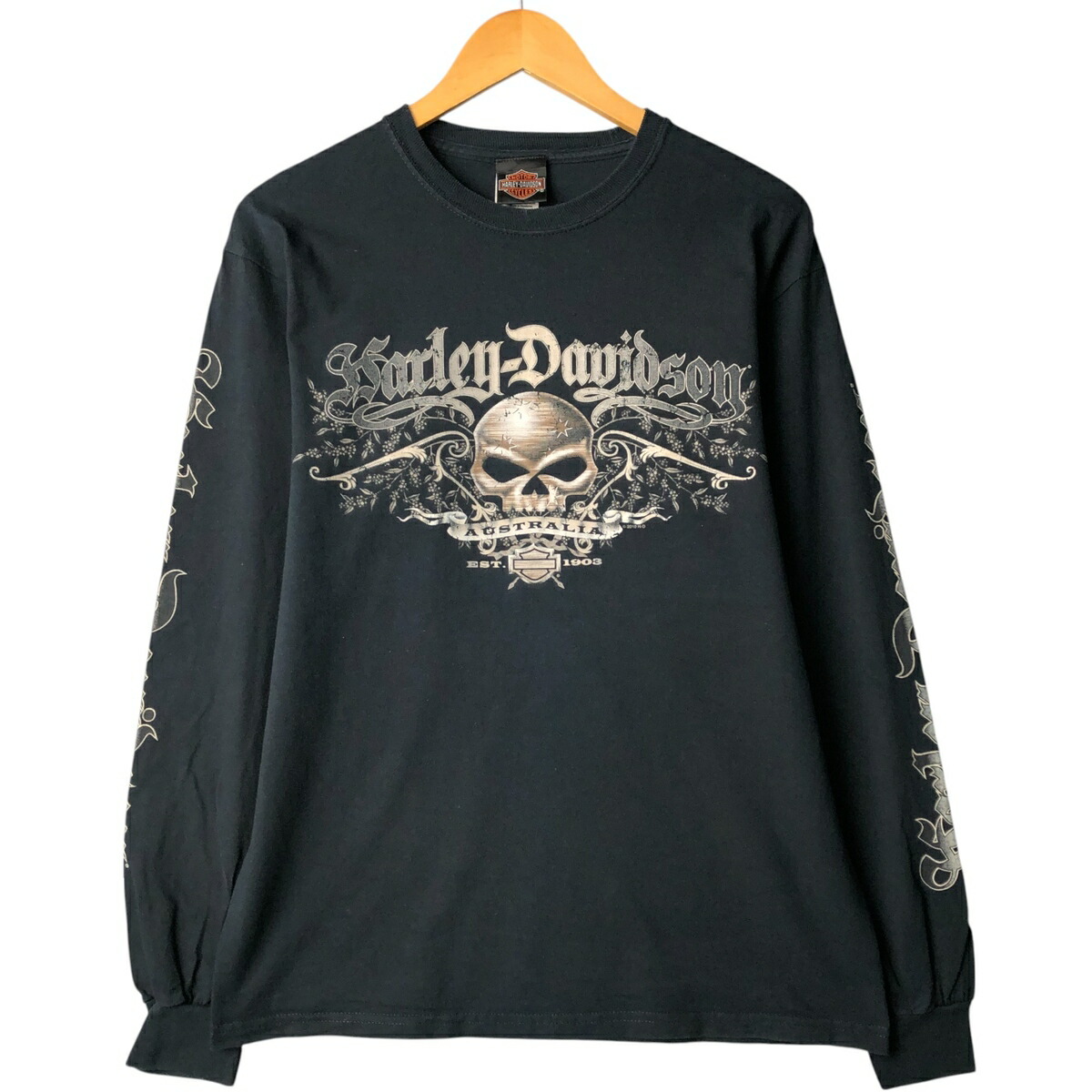 古着 ハーレーダビッドソン Harley-Davidson ドクロ柄 スカル柄 ロング