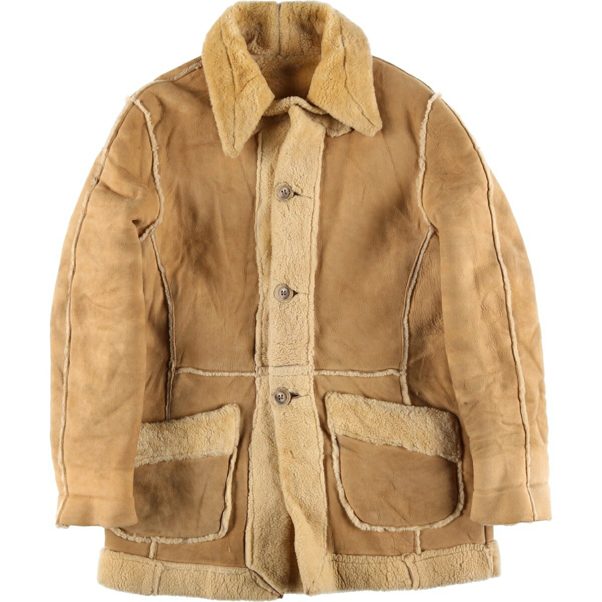 古着 70年代 Buckboard シープスキン ムートンジャケット メンズM相当