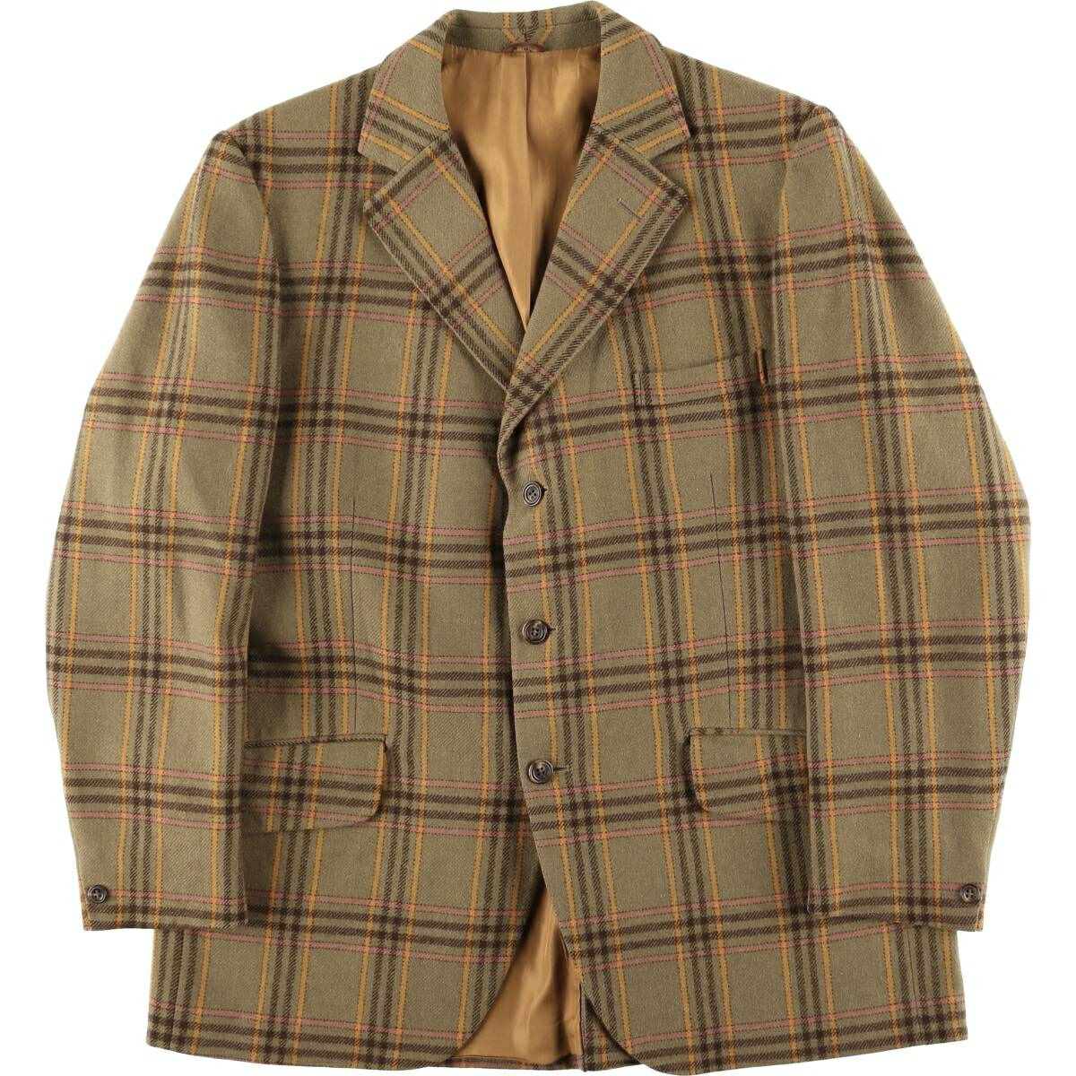 古着 アクアスキュータム Aquascutum チェック柄 ウールテーラード