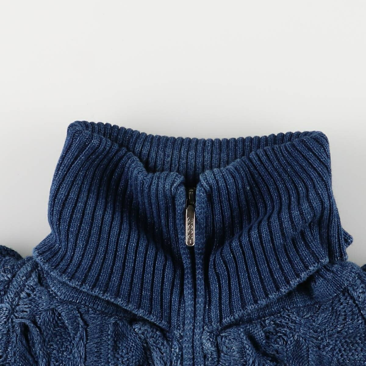 古着 90年代 クージー COOGI BLUES 総柄 3Dニット ハーフジップ