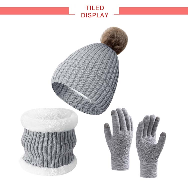 楽天市場】ニット帽 グローブ ネックウォーマー ボンボン付き 厚手