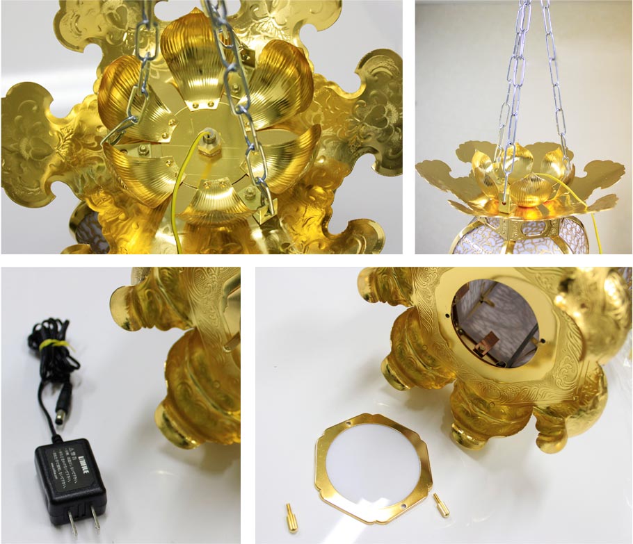 吊燈籠 吊り灯篭 銅地 院玄型【金メッキ】 1.3尺 直径39cm 1対 寺院用