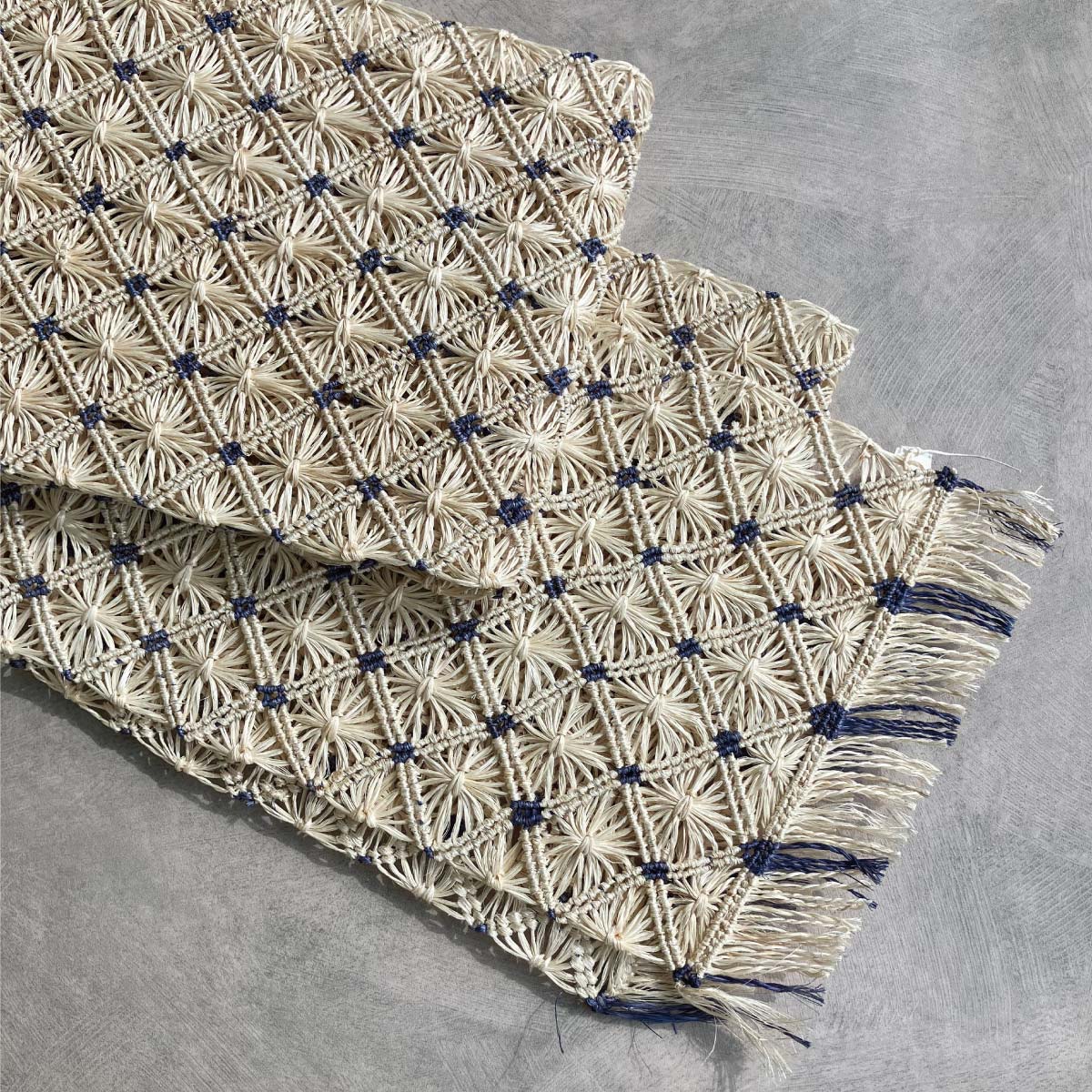 誉田屋源兵衛】半幅帯 通風段文 ドット 青 芭蕉 夏/単衣 くるり｜着物