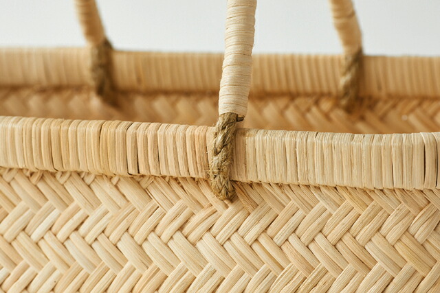 籐市場かご (中サイズ)(約)幅41×マチ21×本体高さ24cm(約)560g