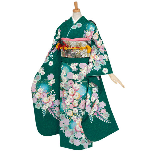 楽天市場】【振袖 レンタル】 結婚式 結納R557 正絹 緑 桜辻が花調