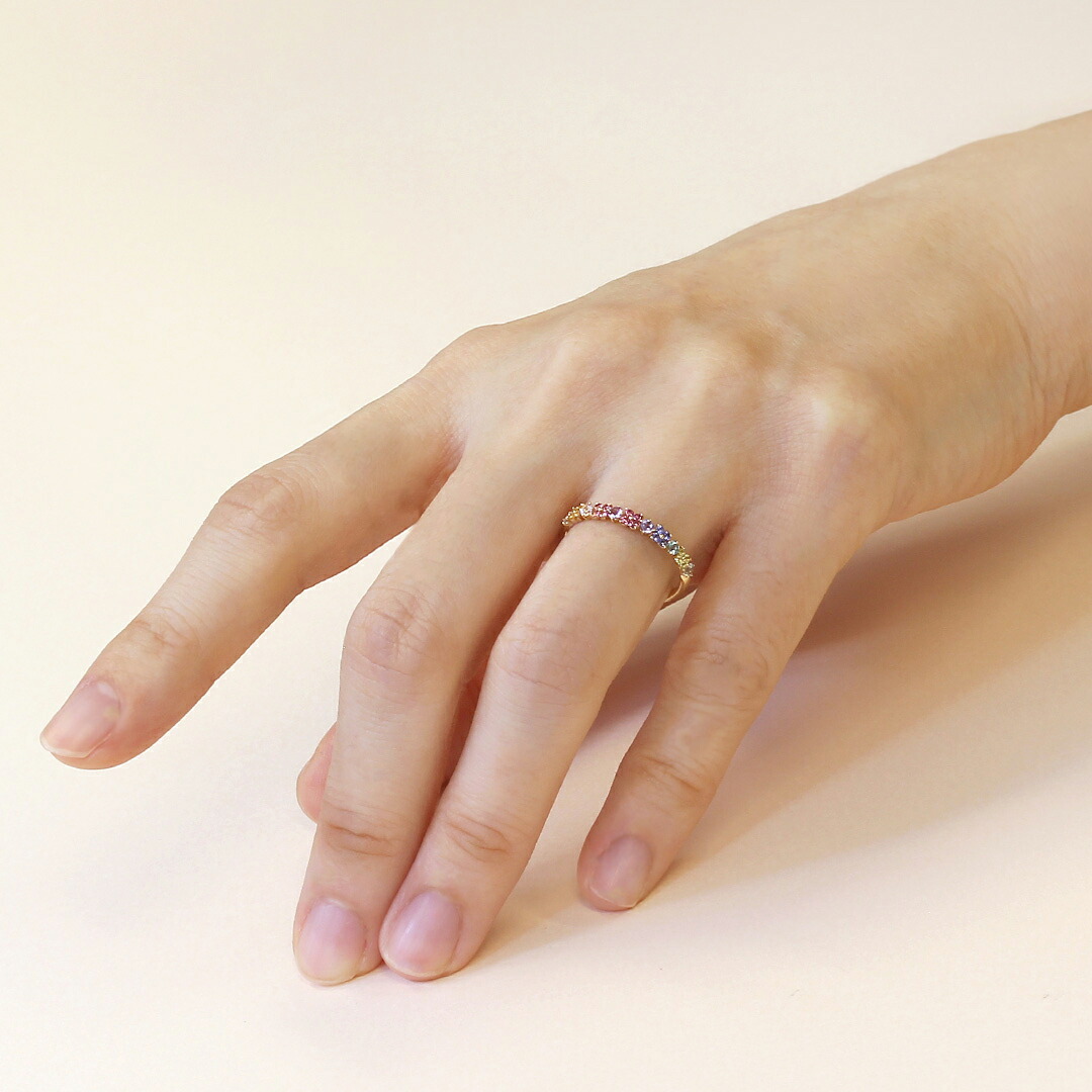 楽天市場】虹色 マルチカラーストーン K10 カラーゴールド ハーフ