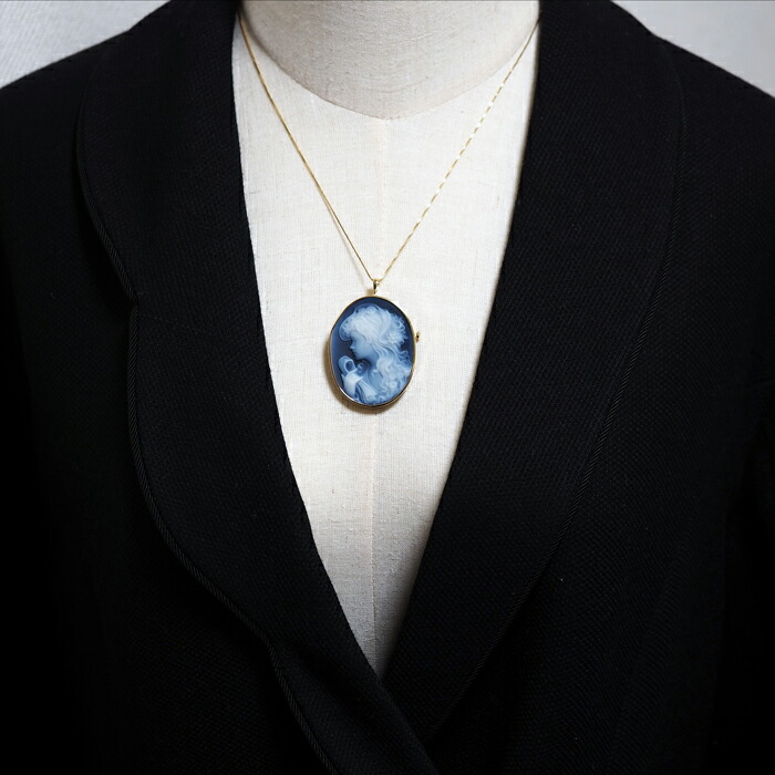 楽天市場】K18 メノウカメオ ペンダント ブローチ 35×45mm 18金