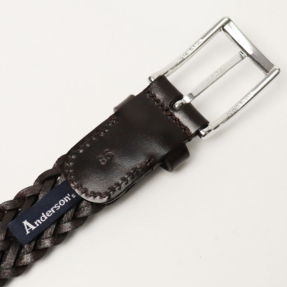 アンダーソンズ / Anderson's / レザー メッシュ ベルト 【ブラウン