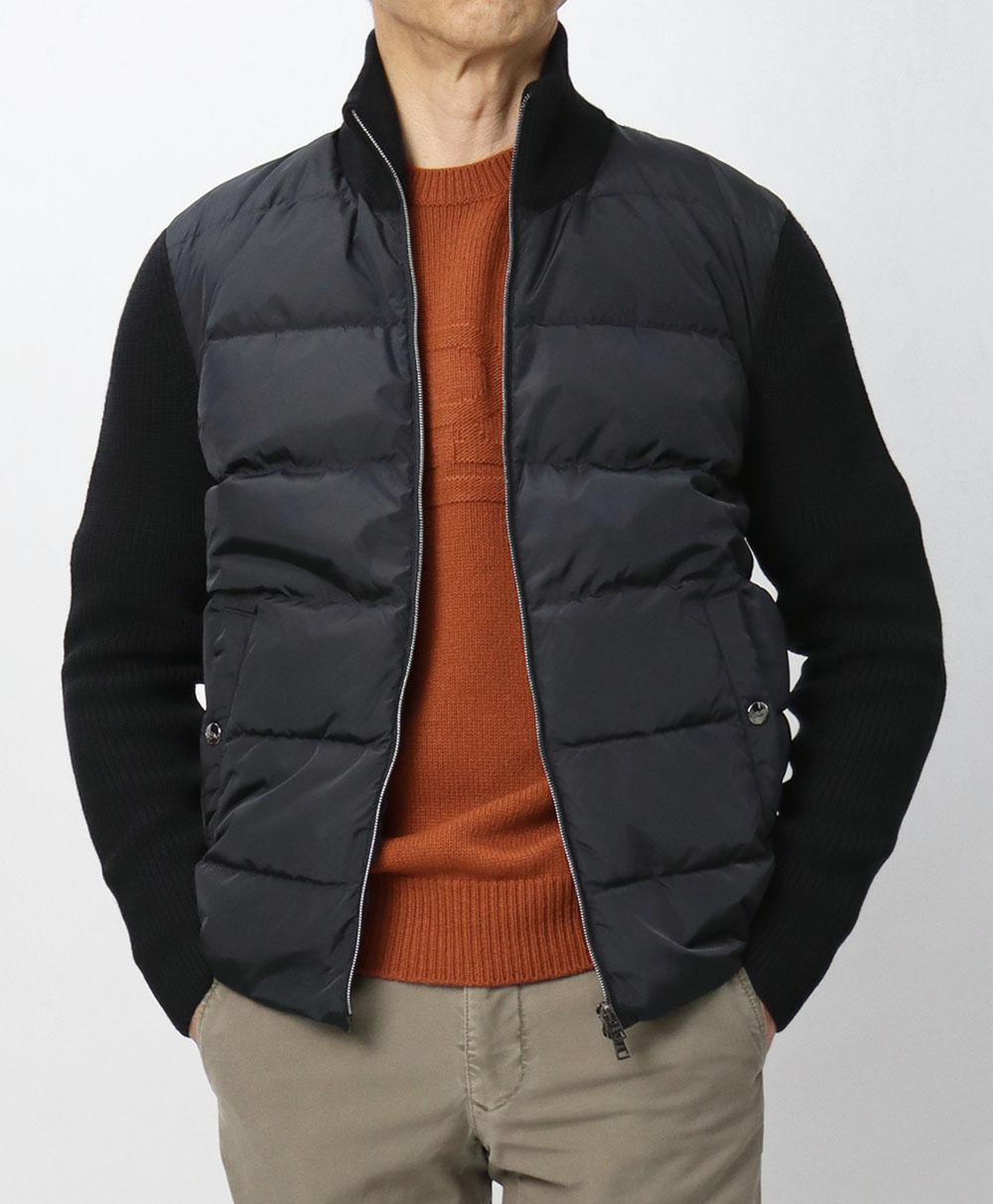 ヘルノ / HERNO / 5ゲージウールニット × ダウン 切り替え